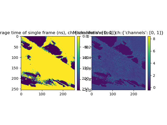 Mean average time of single frame (ns), ch:{'channels': [0, 1]}, Mean lifetime (ns), ch:{'channels': [0, 1]}